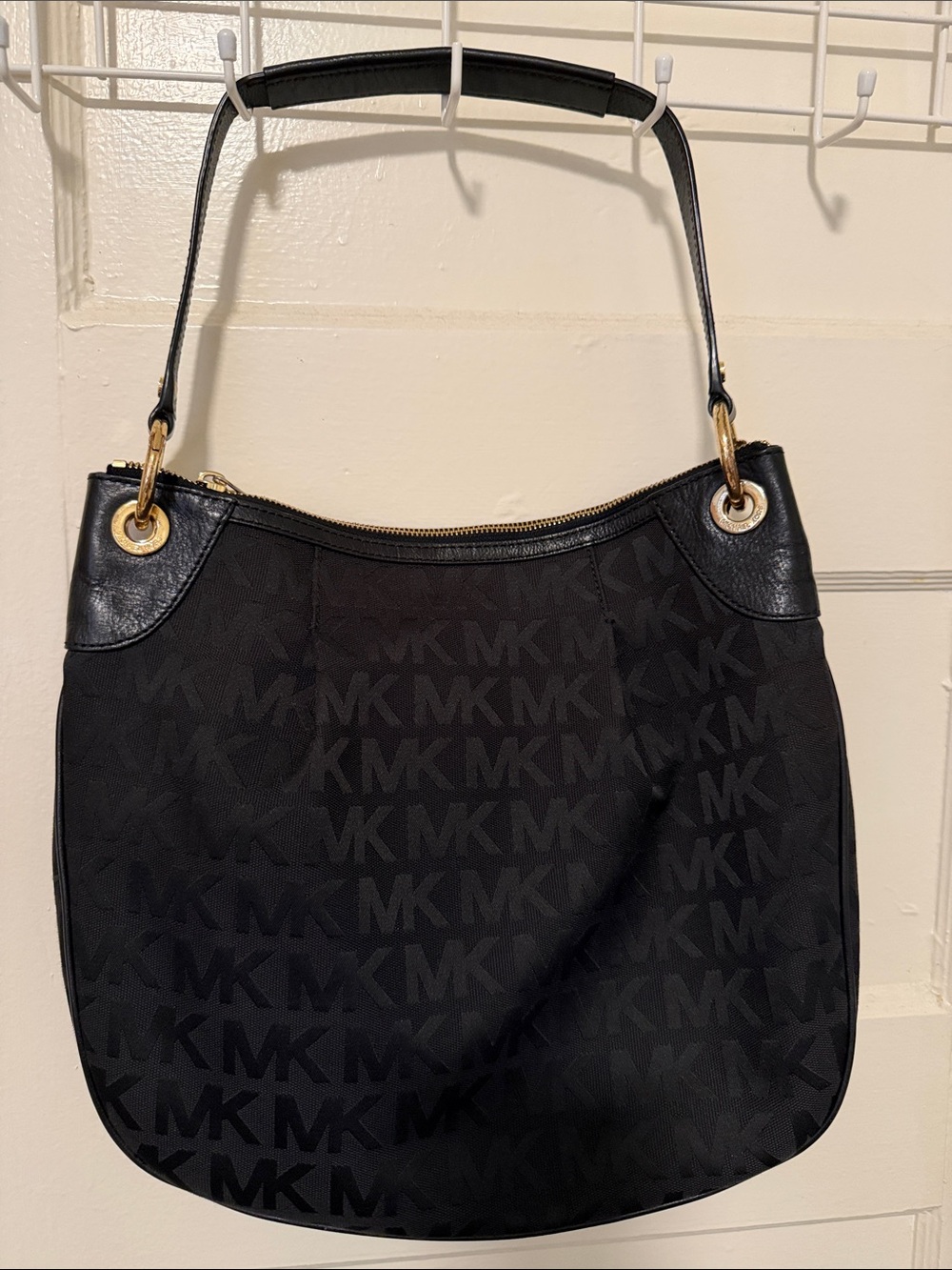 Michael Kors Black MK Logo Hobo Shoulder Bag